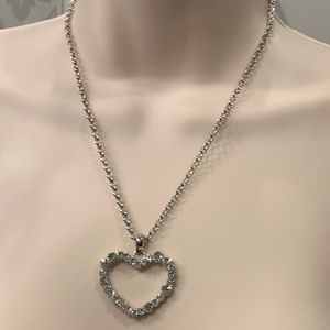 Super sparkly, dramatic, Rhinestone heart necklace with beautiful Rolo chain